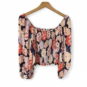 Sienna Sky Off the Shoulder Floral Blouse Size Small Long Sleeve Boho Flowy Top